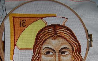 Схема вышивки икон Спасителя и Святой Блаженной Матроны крестом, детальный мастер-класс со схемой и фото для начинающих